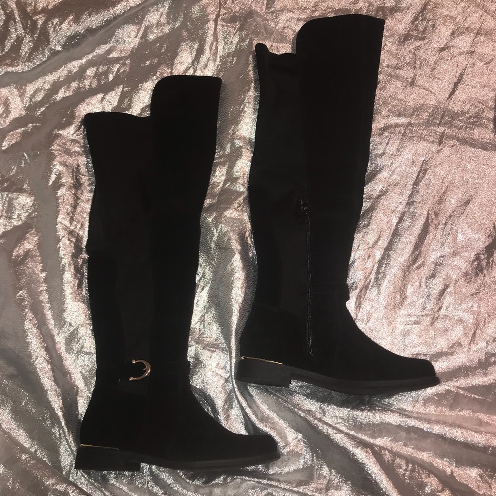 Over the knee faux suede boots